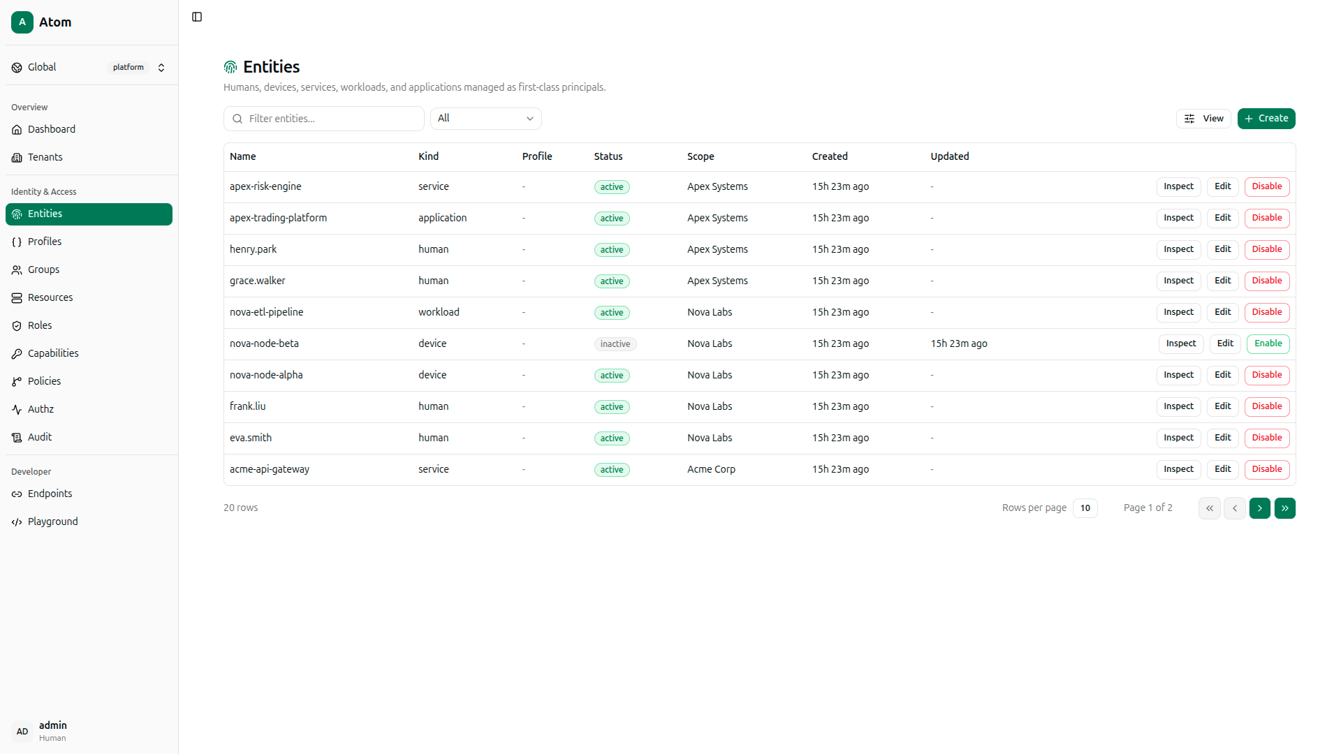 Atom Entity Management